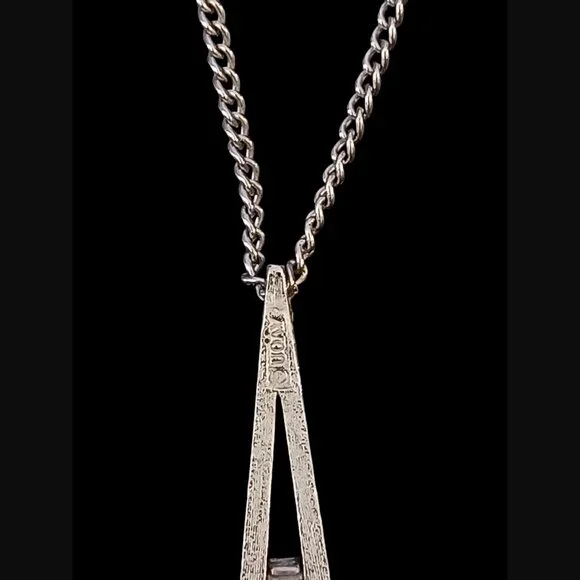 Vintage Avon Park East Collection Silver Tone Green Glass Stone Necklace 22" - Picture 4 of 7